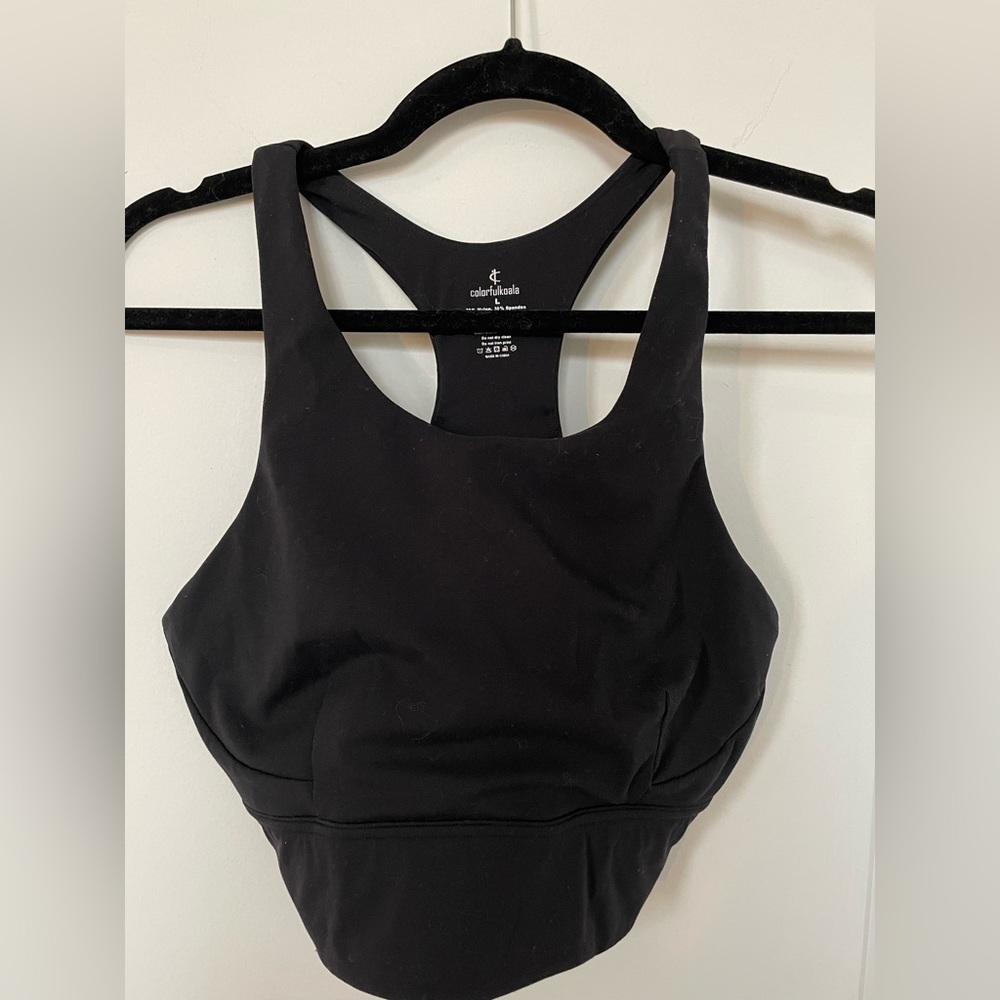 Colorfulkoala black racerback longline sports bra size L